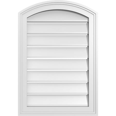 Ekena Millwork Arch Top Surface Mount PVC Gable Vent: Non-Functional, w/2"W x 1-1/2"P Brickmould Frame, 18"W x 24"H GVPAR18X2402SN
